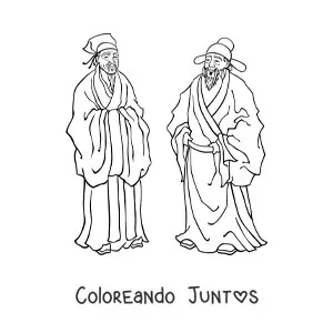 Imagen para colorear de hombres chinos