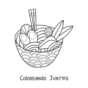 Imagen para colorear de plato de fideos chinos