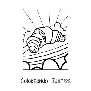 Imagen para colorear de croissant en un plato