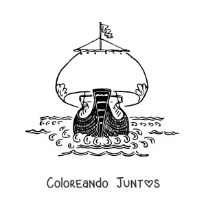 Imagen para colorear de la proa de un barco en el mar