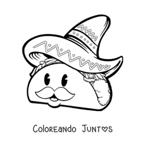 Imagen para colorear de taco mexicano animado