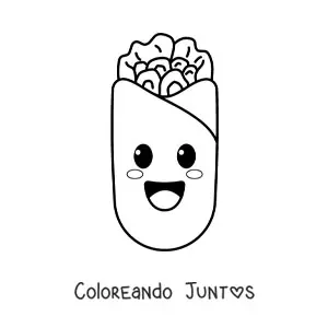 Imagen para colorear de burrito animado kawaii
