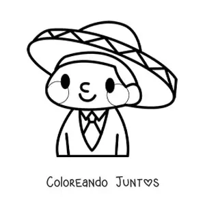 Imagen para colorear de mariachi kawaii animado