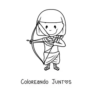 Imagen para colorear de hombre egipcio animado con un arco