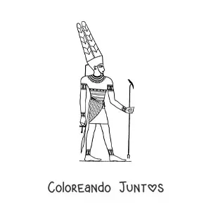 Imagen para colorear de jeroglífico egipcio del dios amun