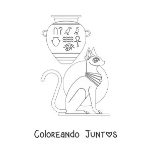 Imagen para colorear de escultura y vasija del arte egipcio