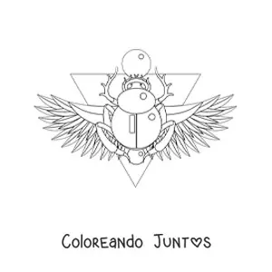 Imagen para colorear de escarabajo egipcio fácil