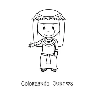 Imagen para colorear de mujer egipcia animada