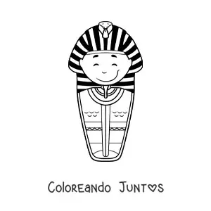 Imagen para colorear de sarcófago egipcio animado