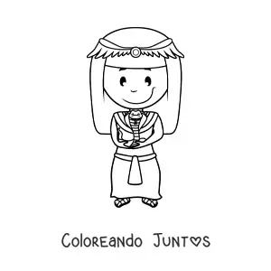 Imagen para colorear de mujer egipcia animada con una cobra
