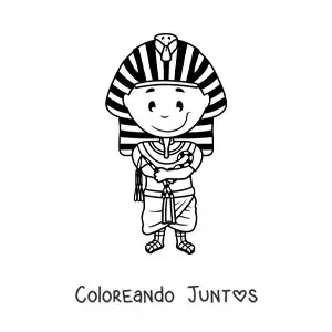 Imagen para colorear de faraón egipcio tutankamón animado