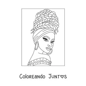 Imagen para colorear de mujer africana con tocado