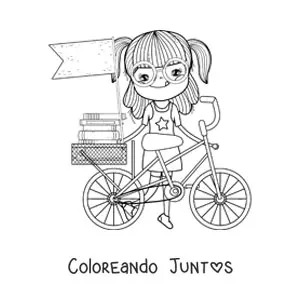 Niña con bicicleta y libros