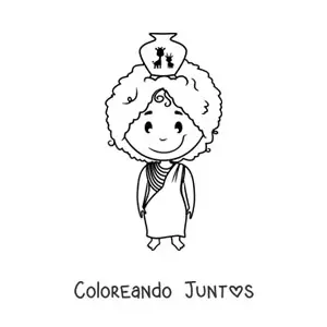 Imagen para colorear de mujer africana animada