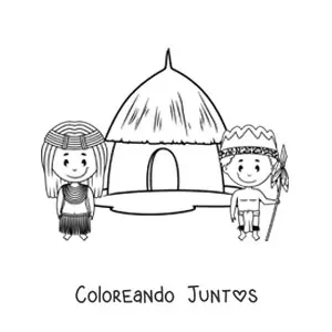 Imagen para colorear de choza de la tribu africana