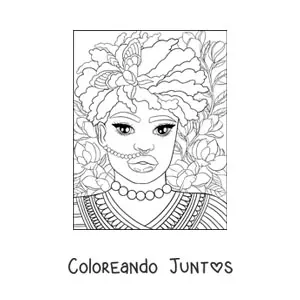 Imagen para colorear de hermosa mujer africana con tocado