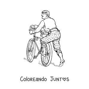 Imagen para colorear de un hombre en bicicleta