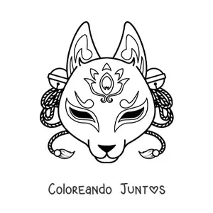 Imagen para colorear de máscara de kitsune