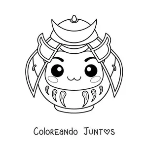Imagen para colorear de samurái kawaii