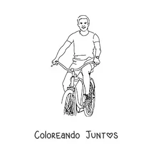 Imagen para colorear de un hombre en bicicleta