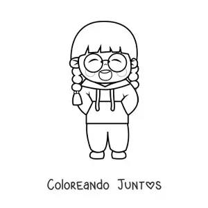 Imagen para colorear de chica japonesa kawaii