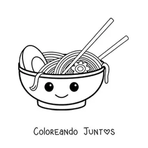 Imagen para colorear de ramen animado kawaii