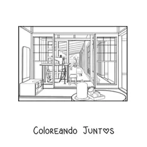 Imagen para colorear de vivienda japonesa