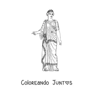 Imagen para colorear de mujer de la antigua grecia con vestido
