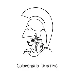Imagen para colorear de soldado griego con casco