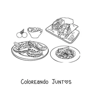 Imagen para colorear de platillos griegos