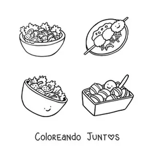 Imagen para colorear de platillos tradicionales de la cultura griega
