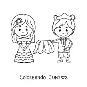 Imagen para colorear de bailarina de flamenco animada y torero