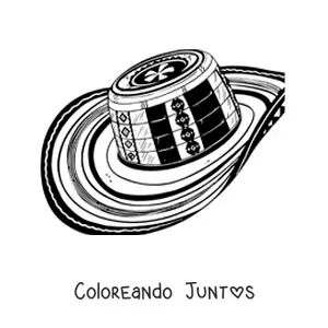 Imagen para colorear de sombrero colombiano tradicional
