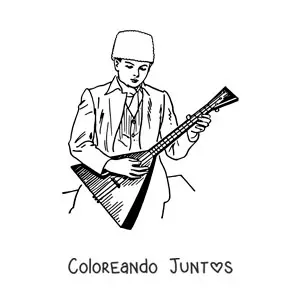Imagen para colorear de hombre ruso animado tocando la balalaica