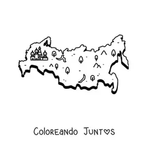 Imagen para colorear de mapa de rusia animado
