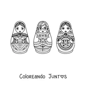 Imagen para colorear de matrioskas rusas