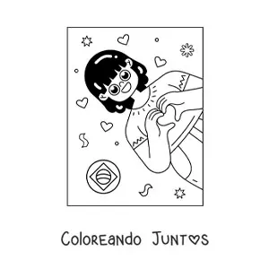 Imagen para colorear de niña con emoji de brasil