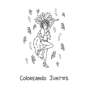 Imagen para colorear de bailarina del carnaval de brasil