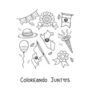 Imagen para colorear de bandera y mapa de perú