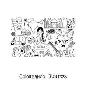 Elefante y elementos de la cultura de la India