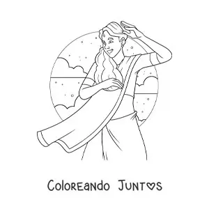 Imagen para colorear de chica de la india con traje tradicional