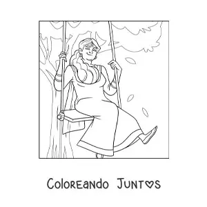 Imagen para colorear de chica de la india celebrando el festival tradicional teej
