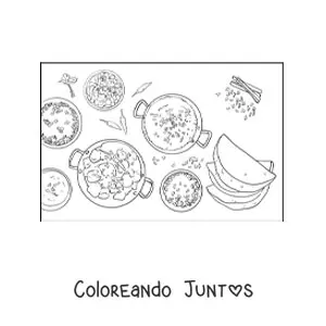 Imagen para colorear de comida tradicional de la cultura de la india