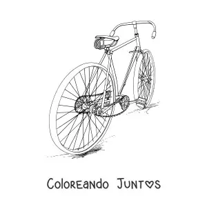 Imagen para colorear de una bicicleta vista desde atrás