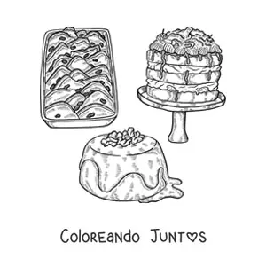 Imagen para colorear de postres tradicionales de la cultura inglesa