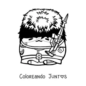 Imagen para colorear de hámster animado vestido de guardia real inglés