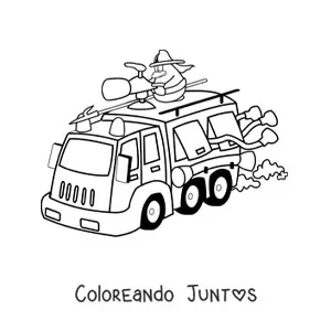 Imagen para colorear de un pingüino bombero animado