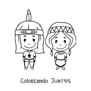 Imagen para colorear de niños indígenas americanos