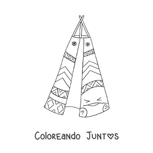 Tipi indígena americano animado kawaii