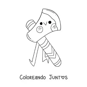 Hacha de tribu indígena americana animada kawaii